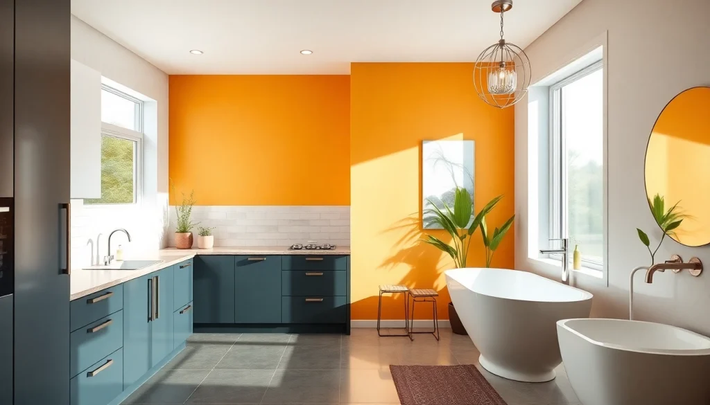 Bathroom and kitchen remodeling showcasing elegant designs in a modern home environment.