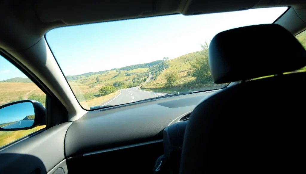 Taxi Nottingham to Birmingham Airport: Sleek taxi driving through scenic countryside, showcasing speedy service.