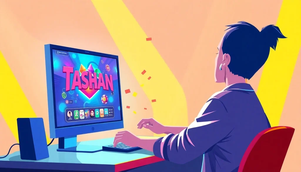 The player enjoys the tashan game on a computer, showcasing an exciting online gaming experience.