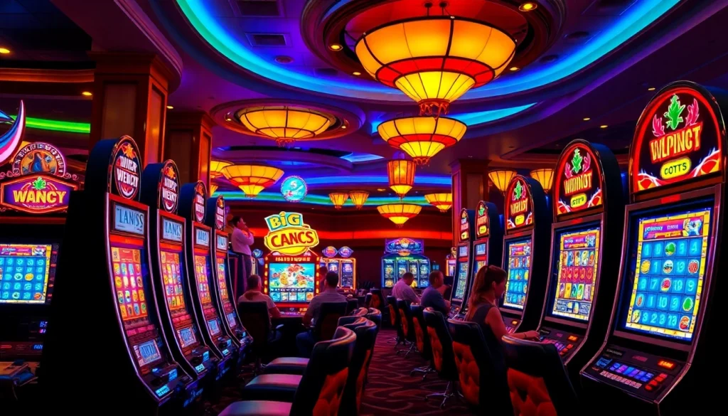 Menangkan slot gacor dengan suasana kasino yang meriah dan mesin slot yang penuh warna.