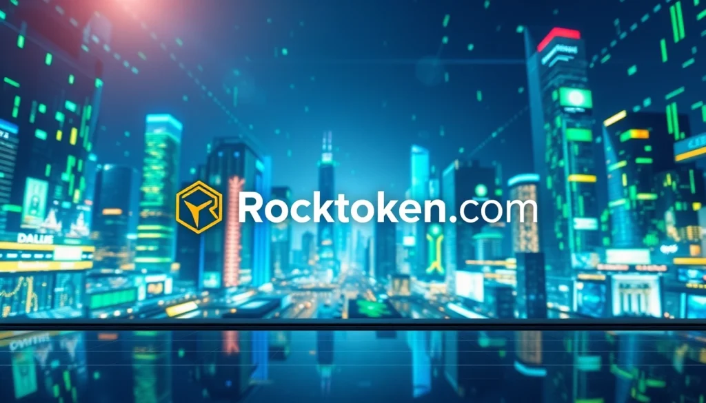 Engaging digital interface representing Rocktoken.com in a modern financial setting.