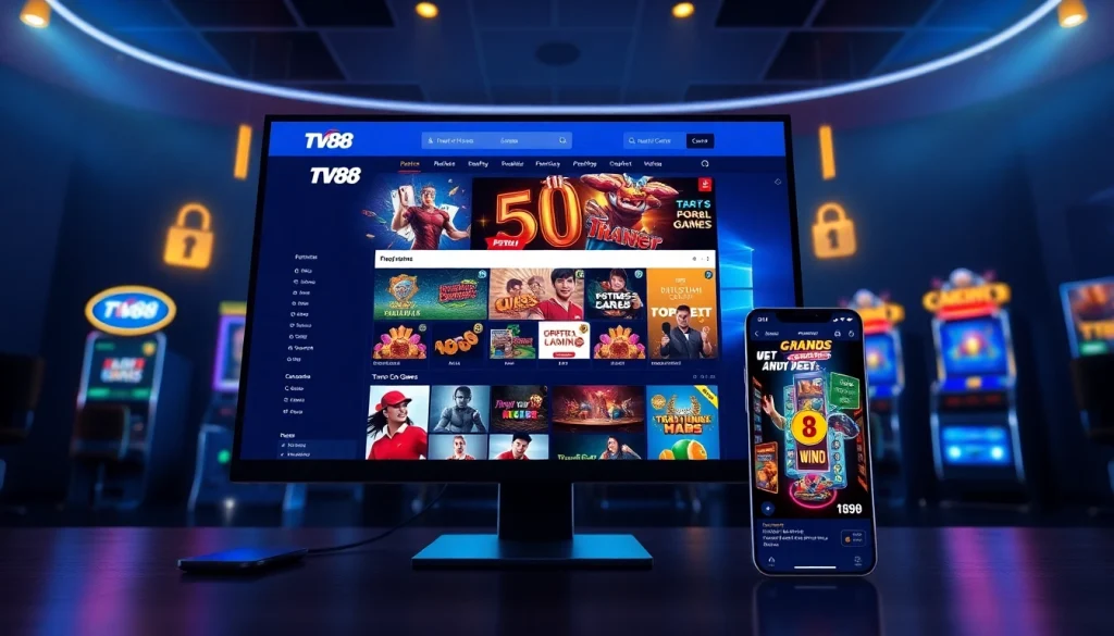 TV88 online gaming platform showcasing diverse games, a secure interface, and engaging user experience.