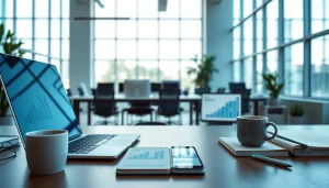 Engaging workspace incorporating digital tools and marketing data, promoting https://wpedition.com.