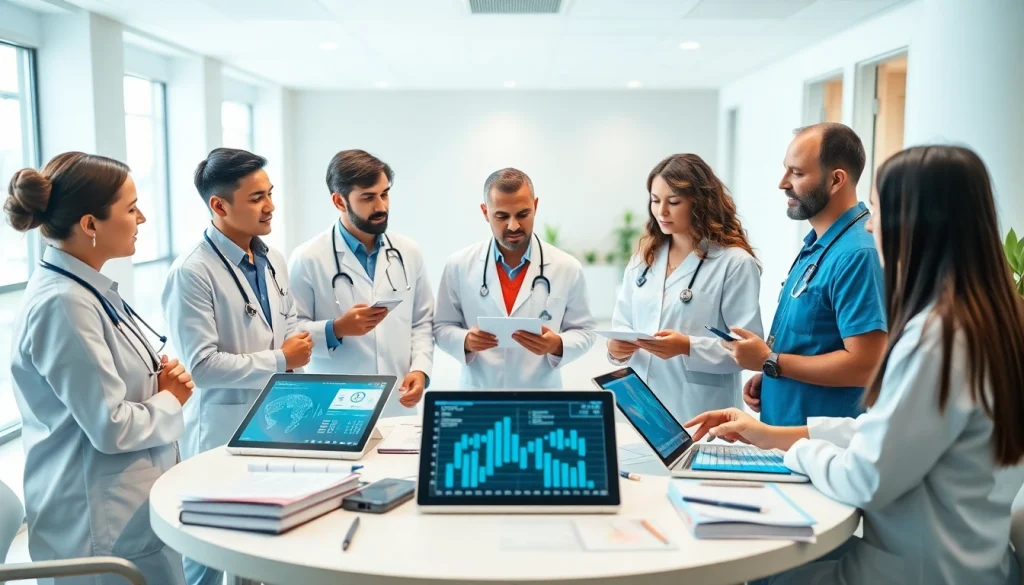 Engaging discussion on Health improvements among diverse healthcare professionals in a modern setting.