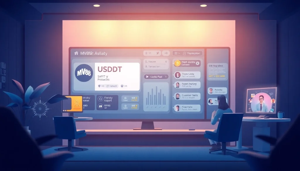 MV88 platform showcasing secure USDT transactions in a welcoming online gaming environment.