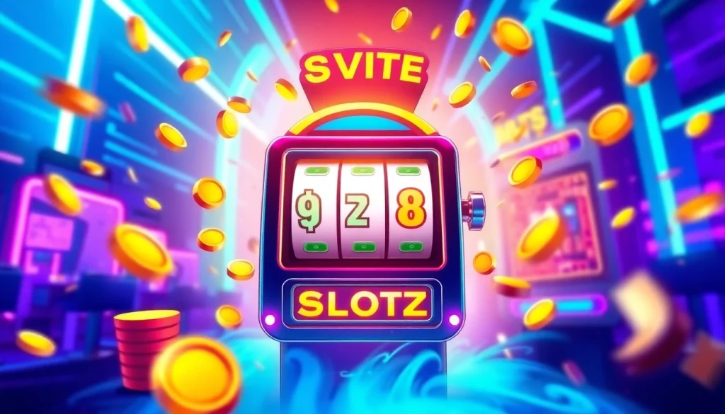 Mainkan QRIS108 Slot yang mengasyikkan dengan latar belakang neon yang berkilauan dan suasana kasino yang ramai.