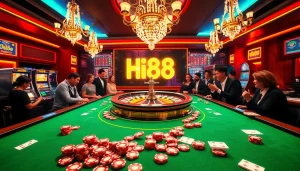 Experience the energy of Hi88 Casino with players enjoying roulette and blackjack.