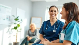 Empowering consultation at https://womens-health-advice.org showing a caring healthcare provider with a patient.