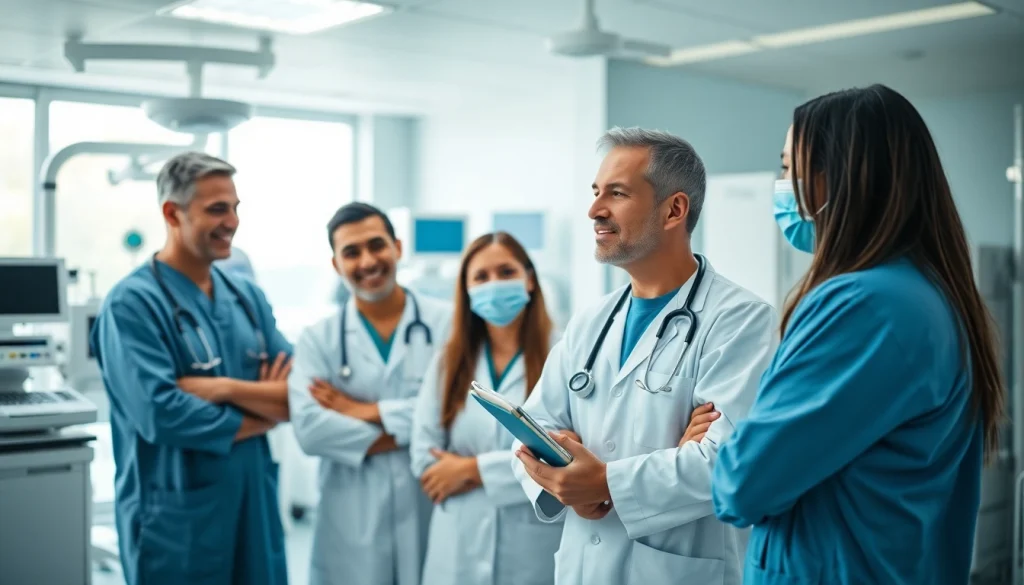 Behulpzame medische professionals bespreken bij https://tweestedenziekenhuis.nl in een moderne ziekenhuissetting.