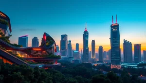 Vaizdas, vaizduojantis modernią ateities miestą su ryškiomis neoninėmis šviesomis, technaujienos.lt