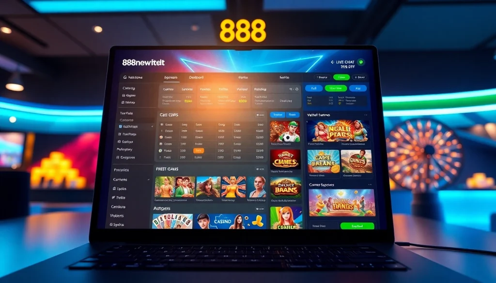 Engaging online gaming experience showcasing 888new's user-friendly interface and vibrant betting options.
