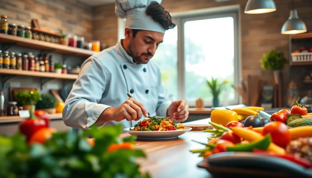 Create delicious meals with recipesalexarciab.com using vibrant ingredients in a modern kitchen.