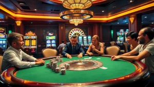 Experience thrilling gameplay at https://79king.party/ with stylish poker tables, luxury chips, and vibrant casino ambiance.