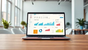 Showcasing an Instagram smm panel interface on a modern laptop with vibrant analytics.