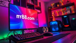 Gaming setup showcasing rr88.com with RGB lighting and advanced peripherals.
