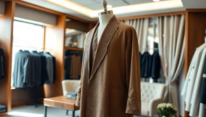 Discover Designer thobes featuring exquisite craftsmanship and tailored elegance in a boutique setting.