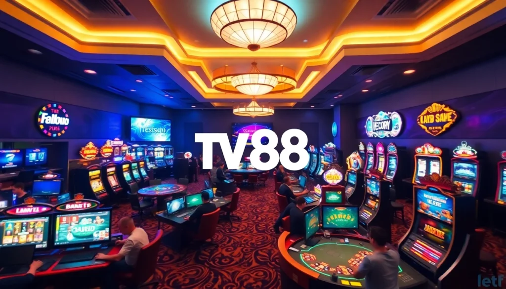 Engaging gaming atmosphere featuring TV88 logo, showcasing online gaming diversity and user-friendly interfaces