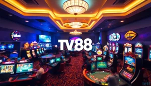 Engaging gaming atmosphere featuring TV88 logo, showcasing online gaming diversity and user-friendly interfaces