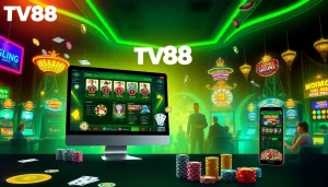 TV88 online gaming platform showcasing diverse players enjoying various casino games in a stylish, modern interface.