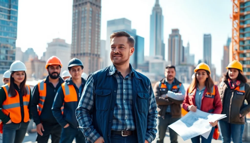 Experienced New York General Contractor leading a diverse team at a vibrant construction site in NYC.