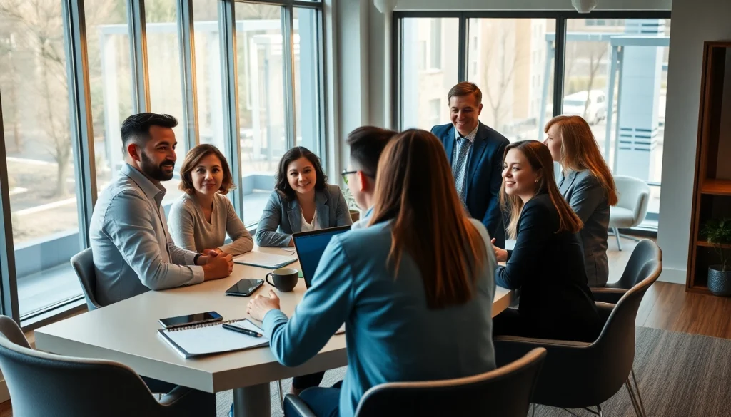 Engaging business meeting showcasing diverse professionals collaborating effectively.