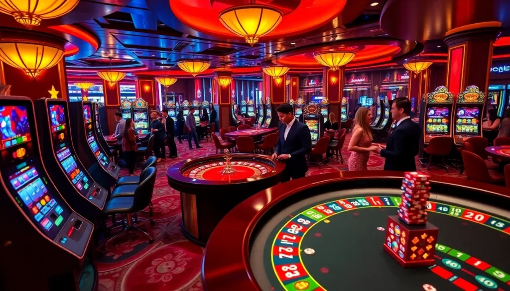 Experience thrilling gambling actions at https://riobett.com.br with vibrant casino tables and lively players celebrating wins.