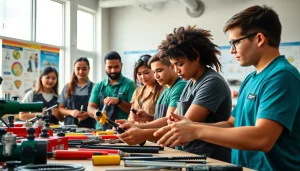 Students actively participating in trade schools in Hawaii with hands-on training and tools.