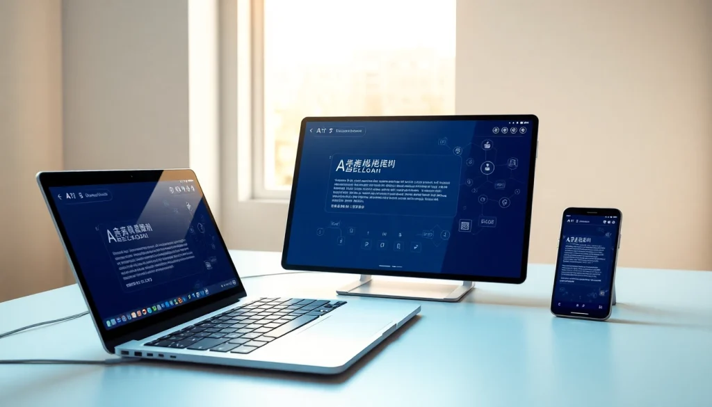 Sogou Input Method displayed on multiple devices in a professional workspace, showcasing innovation and efficiency.