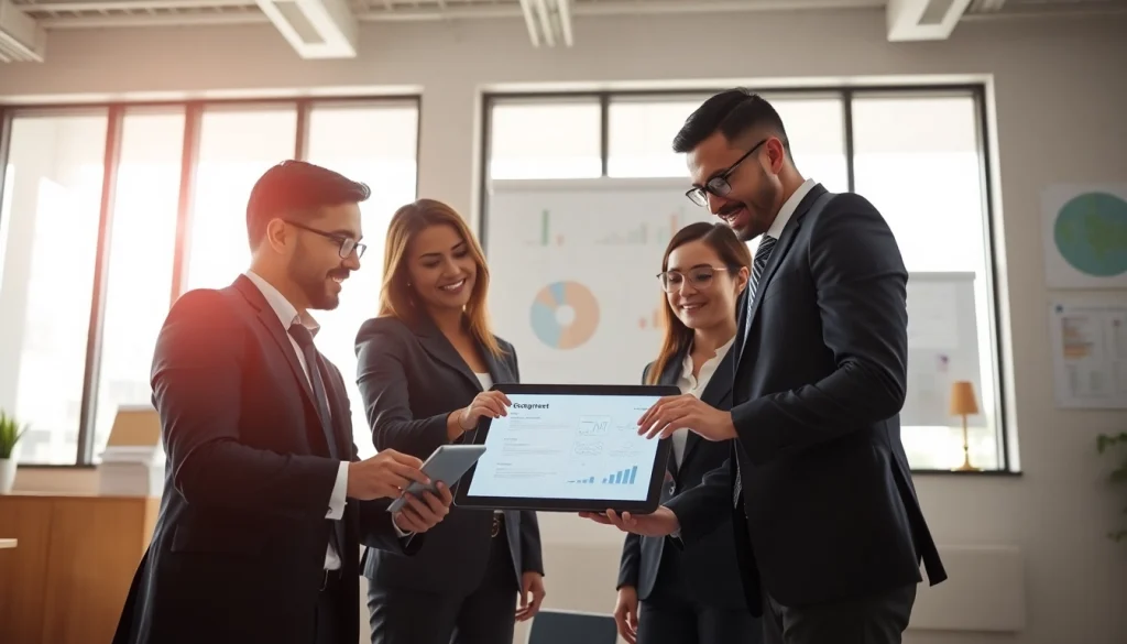 Team collaborating on Contract Management strategies in a bright, modern office setting.