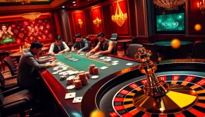 Experience thrilling gameplay at nhà cái nohu90 with vibrant casino tables and engaged players.