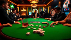 Thrilling poker action at kkwin.com casino with vibrant chips and drinks.