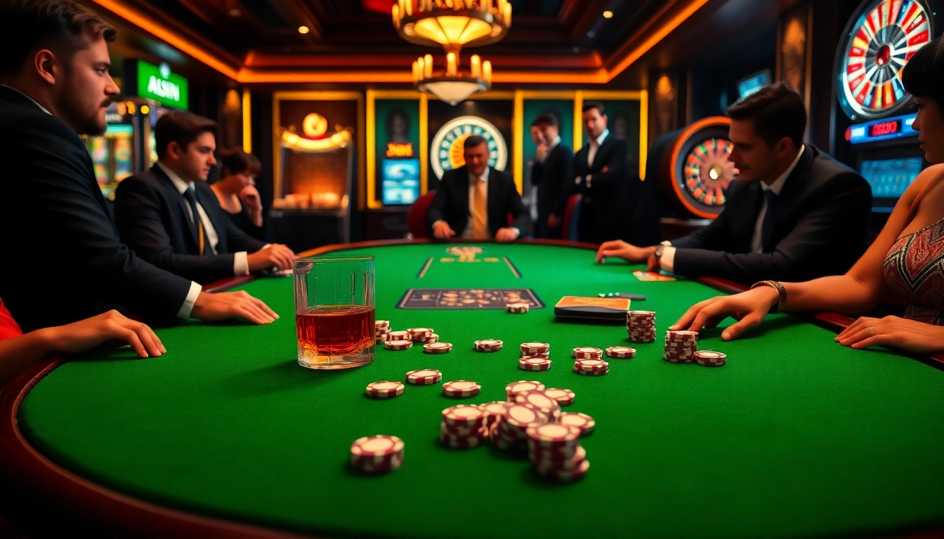 Thrilling poker action at kkwin.com casino with vibrant chips and drinks.