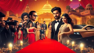 Explore the lavish lifestyles captured at https://bollywoodcelebnetworth.in through a vibrant Bollywood scene.