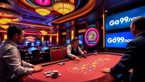 Experience high-stakes poker at Go99.now's luxurious casino tables with vibrant gameplay.