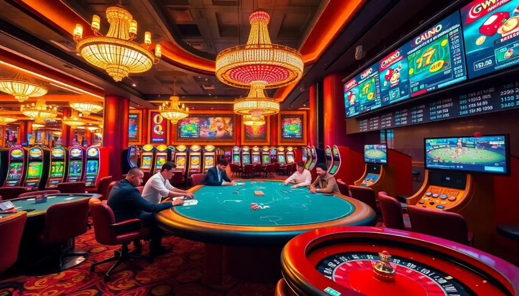 Exciting action at nhà cái k88win's casino table filled with poker chips and vibrant slot machines.