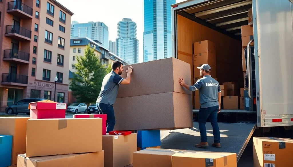 Efficient movers showcasing expert moving services edmonton during a busy relocation.