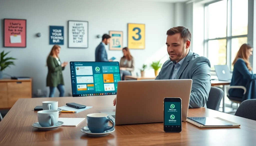Learn What is a CRM for WhatsApp with a professional workspace illustration showing a CRM interface.
