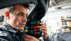 Inspecting car fuses at https://bezpieczniki24.pl with a focus on vibrant fuse box details.