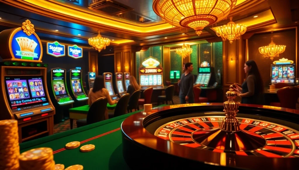 Players enjoying exciting table games at the elegant 389WIN online casino, showcasing vibrant action.