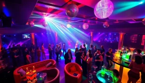 Club sxm nightlife scene featuring vibrant dance floor, elegant decor.