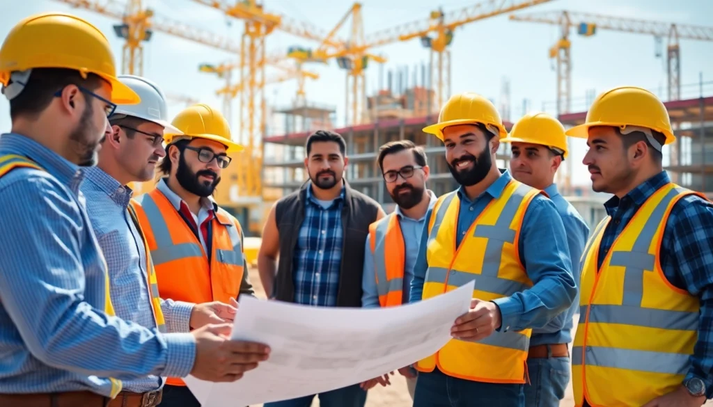 Contractors collaborating at a construction site representing the construction association south carolina.