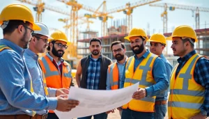 Contractors collaborating at a construction site representing the construction association south carolina.