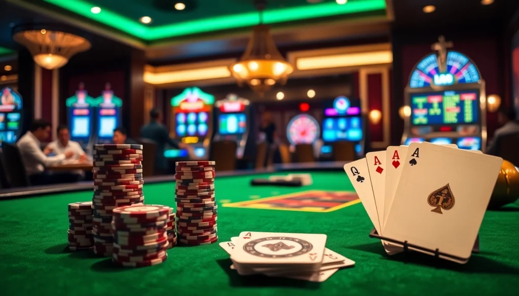 lc88 đăng nhập screen displayed alongside vibrant casino poker action, showcasing excitement.