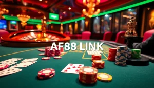 Experience exciting gameplay at AF88 LINK with vibrant casino elements and luxury ambiance.
