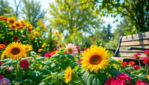 Engaging Gardening with vibrant flowers, vegetables, and herbs in a lush garden.