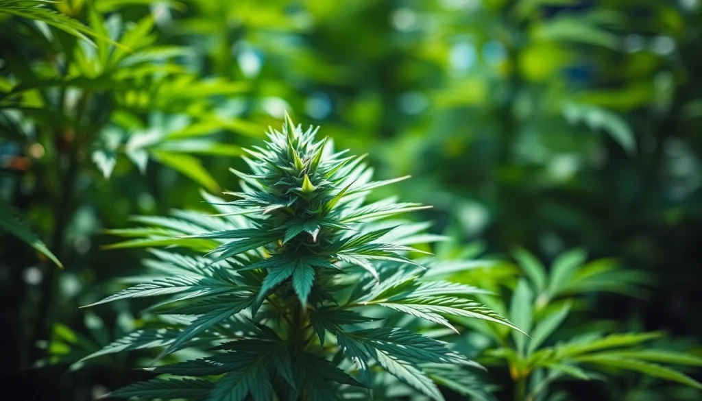 Canabis espagne dans un jardin verdoyant, soulignant des plantes saines et luxuriantes.