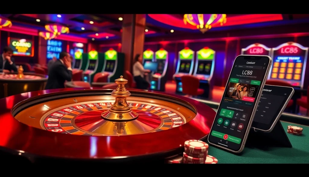 Experience the thrill of online gambling at trang chu lc88, featuring luxurious casino elements.