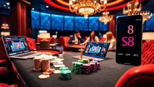 Experience live gambling excitement at https://s8net.com/, featuring vibrant tables, poker chips, and stunning decor.