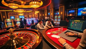 Players engaging with thrilling games at https://Ok365.ru.com/ in a luxurious casino setting.