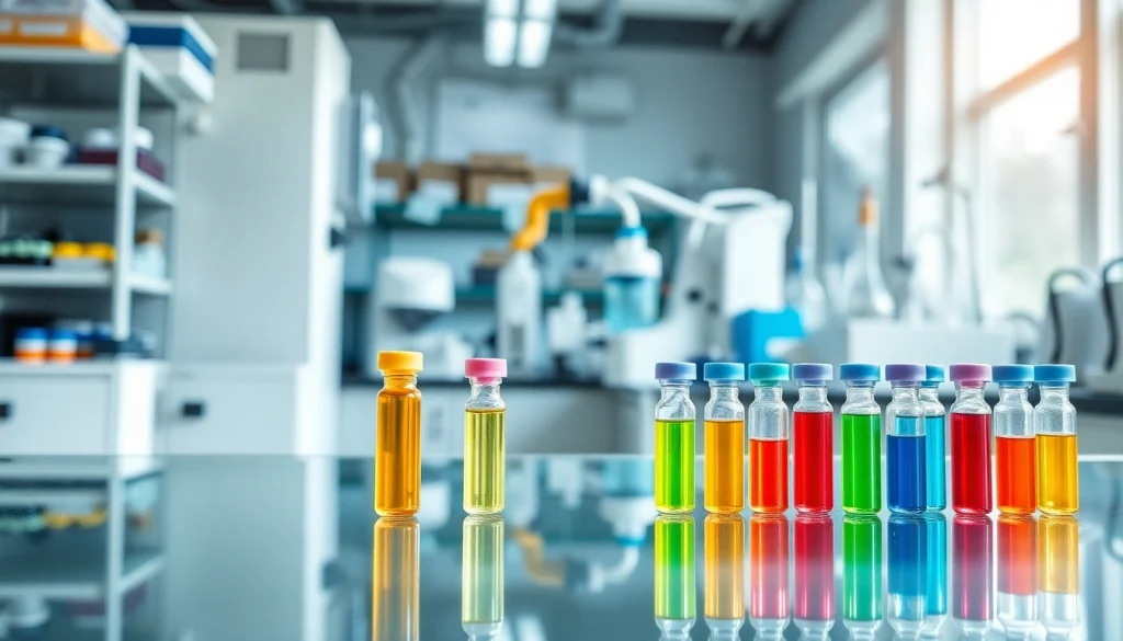 Showcasing peptide research suppliers USA in a modern lab with high-quality peptide vials and research equipment.